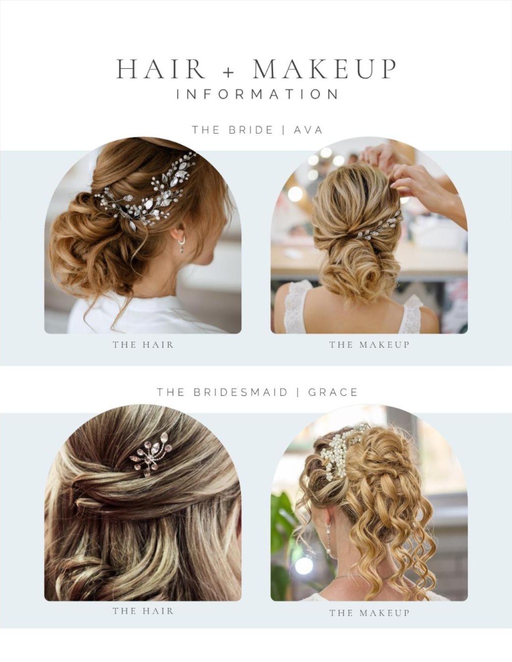 Hair and makeup page