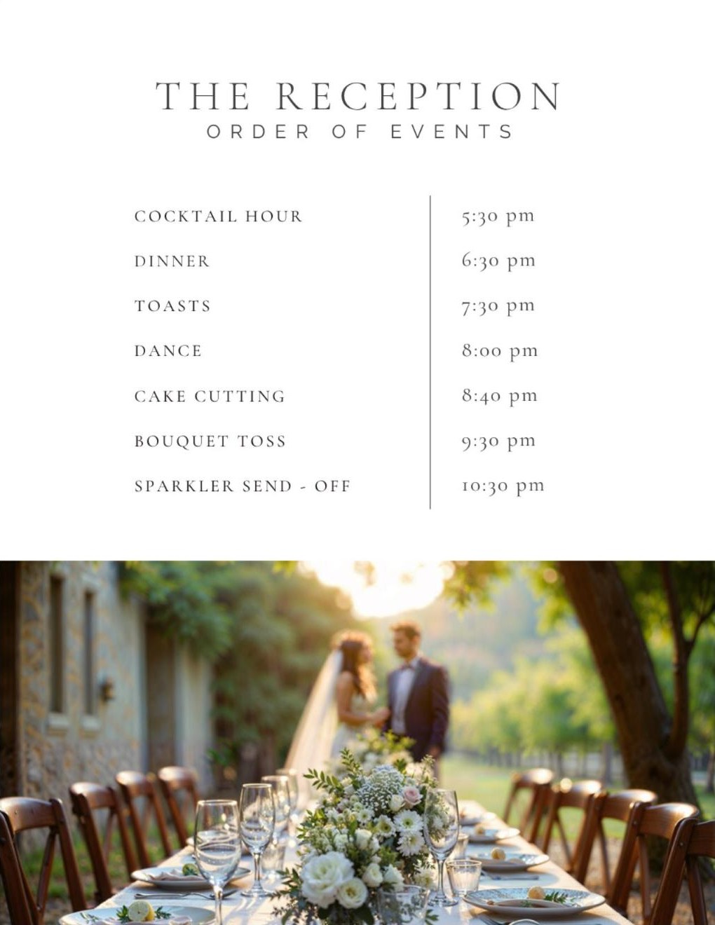 Reception order of events page